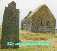 Wrestlers on the broken 8th Century Celtic Cross on Eillean Mhor Mhic U Chormaic (The Big Island of St. Cormac)
